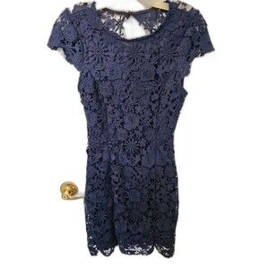 Lulu's Women's Small Navy Blue Intricate Lace Dress Stunning